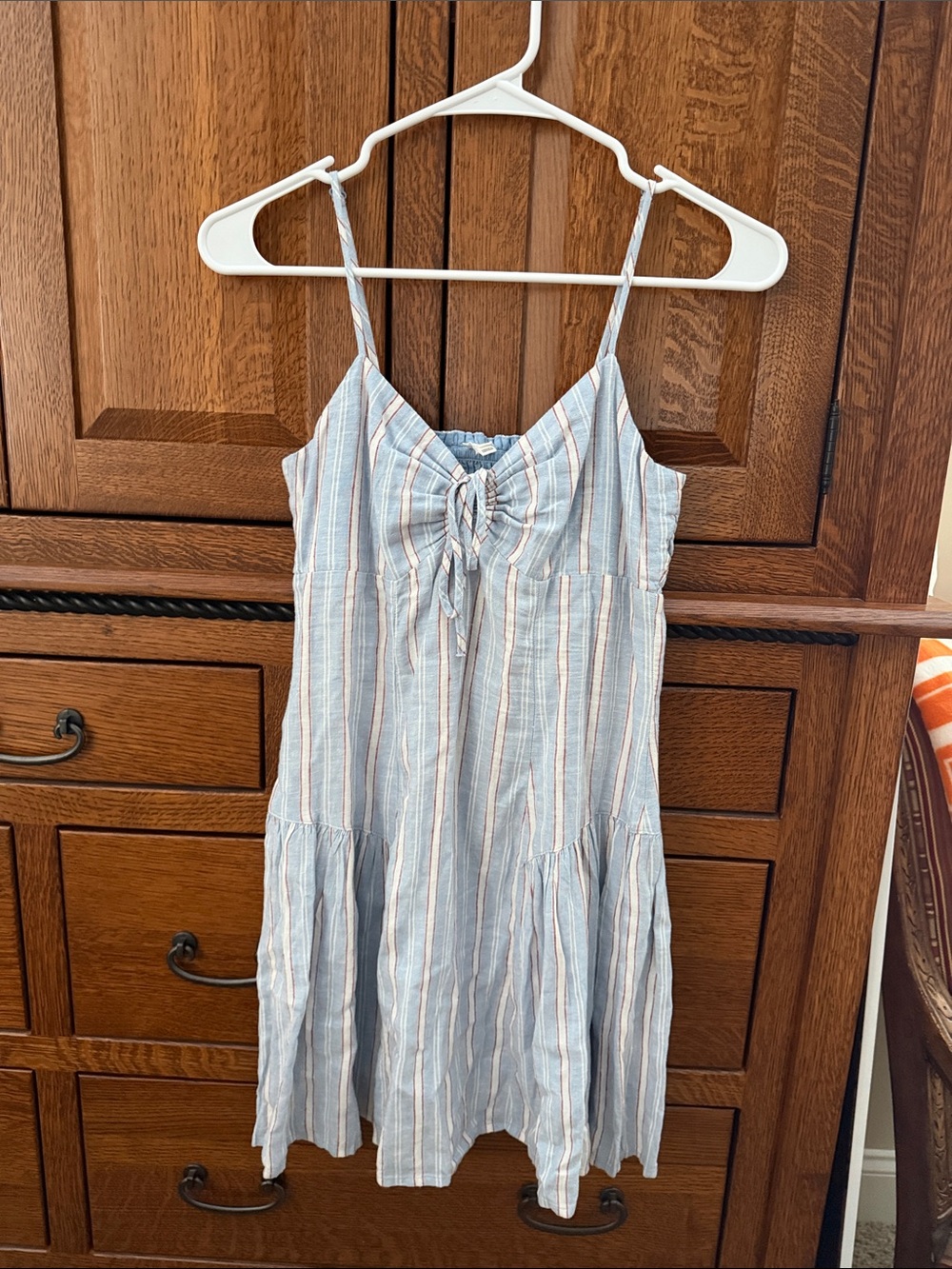 aerie light blue striped tie-front summer dress - Picture 1 of 4